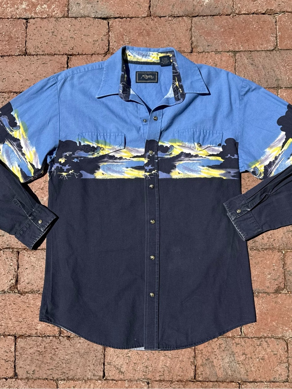 Vintage Roper Men’s Eagle Graphic Button-Down Western Shirt